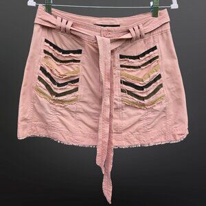 Y2K Marc Jacobs Cargo mini Skirt Size 2 Pink Belted Distressed Gringe Mcbling